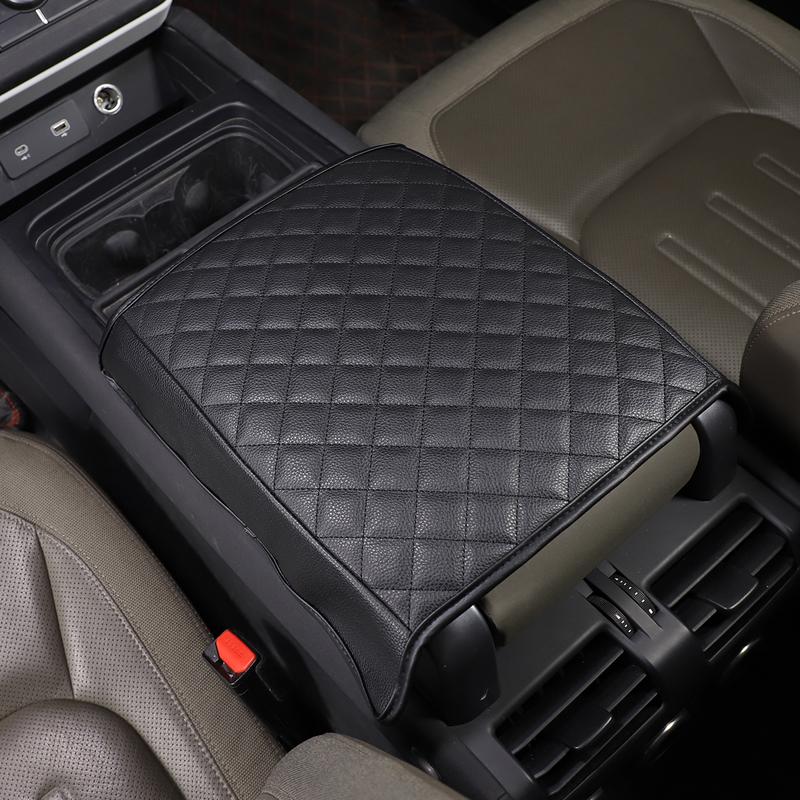 For Land Rover Defender 110 2020-2025 Skinn Svart Bilsete Armlene Midtkonsollboks Beskyttelsesdeksel Biltilbehør