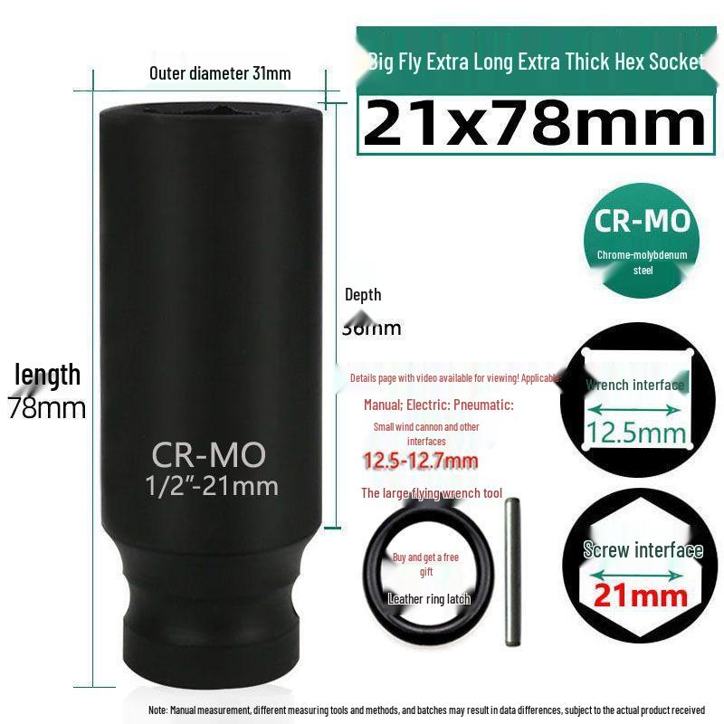 1/2'' Electric Wrench Hex Socket, 8cm, 34-46mm, Repair Tool