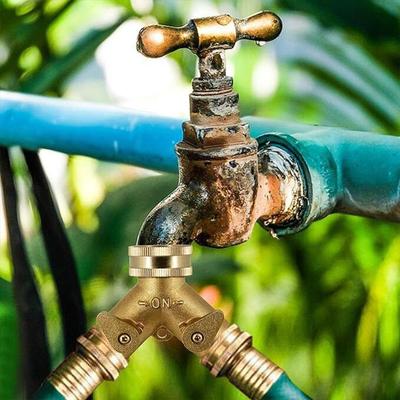 2-Wege Y-Verteiler Messing Gartenwasserschlauchverbinder Verteiler für Außenzapfhahn Garten Tropfbewässerung Bewässerung