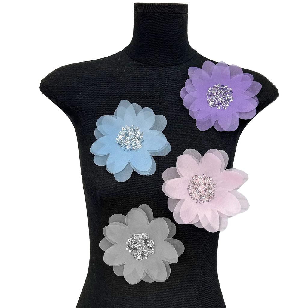 Multi-Layer Beaded Sequins Flower Cloth Stickers Clothing Children'S Clothing Skirt Luggage Shirt Lace Decoration Accessories