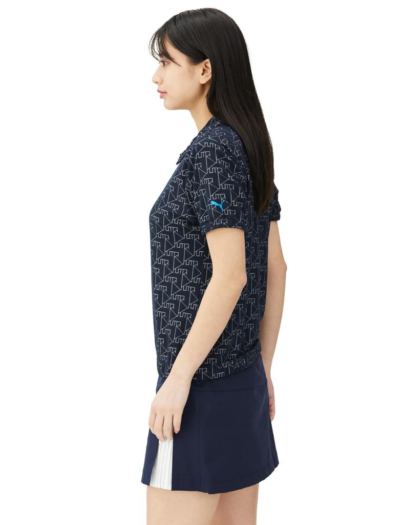 PUMA Golf Shirt GOLF W P Jacquard Pile Relax Deep Navy Polo/Short Sleeve/627705 Women's