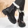 Women's Large Size Thickened Winter Warm Fur One Snow Boots Thickened Lined Ankle Boots Non-slip Hiking Sports Martin Boots