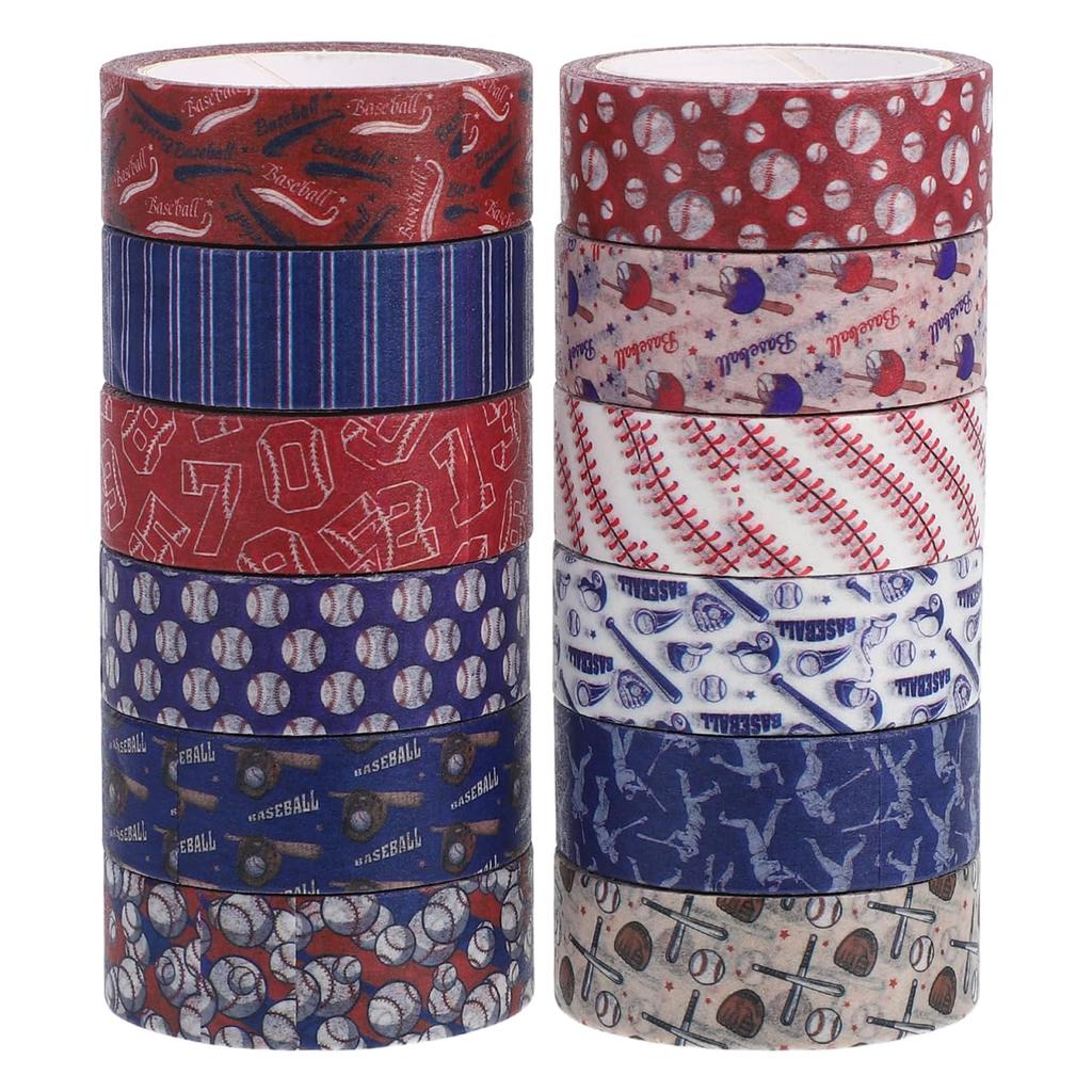Ciieeo Baseball Masking Stylish Decorative Tape for Wrapping and Gift Wrapping Tape, Wide, Cute, Sports, Baseballs, Stickers, Paper, Stationery,