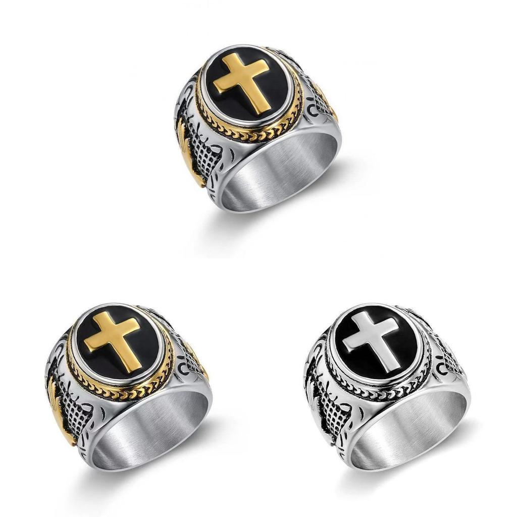 Anello di Preghiera Geometrico da Uomo con Design a Croce per Appassionati di Gioielli alla Moda