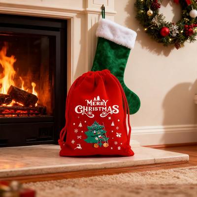 Christmas Gift Bag Set Festive Merry Christmas Design Drawstring Bag for Christmas Decorations Gift Wrapping Party Supplies