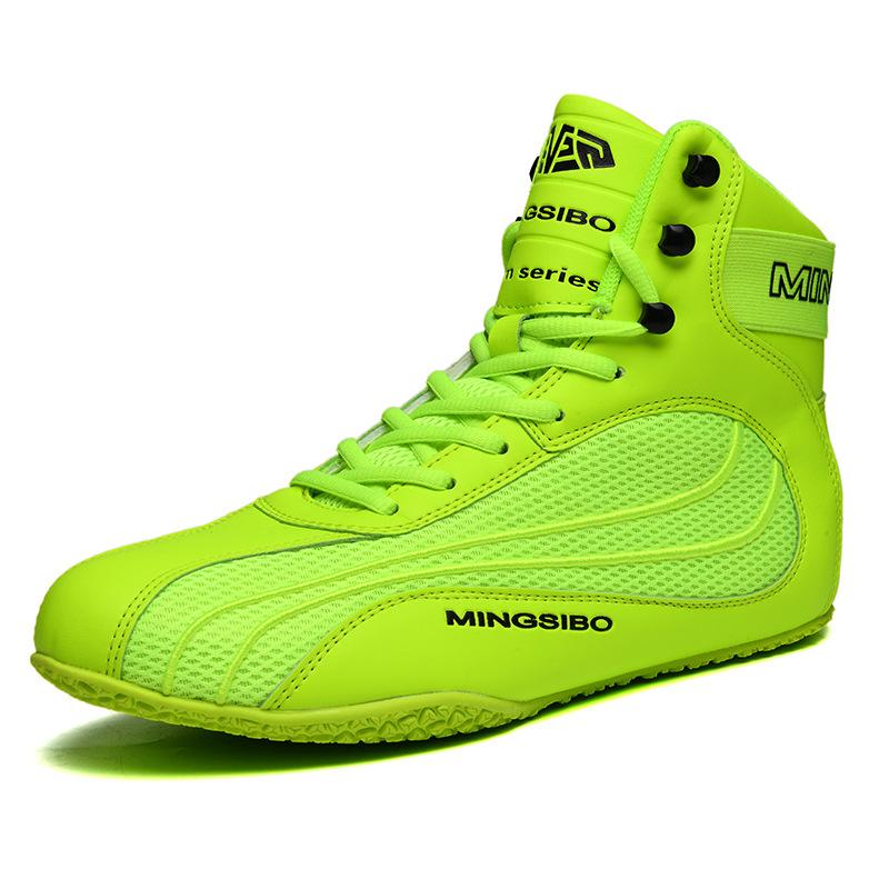 Mid Cut Pro Small Size Wrestling Boots Yellow Pink Sport Sneakers for Boxing and Training Outdoors Large Size