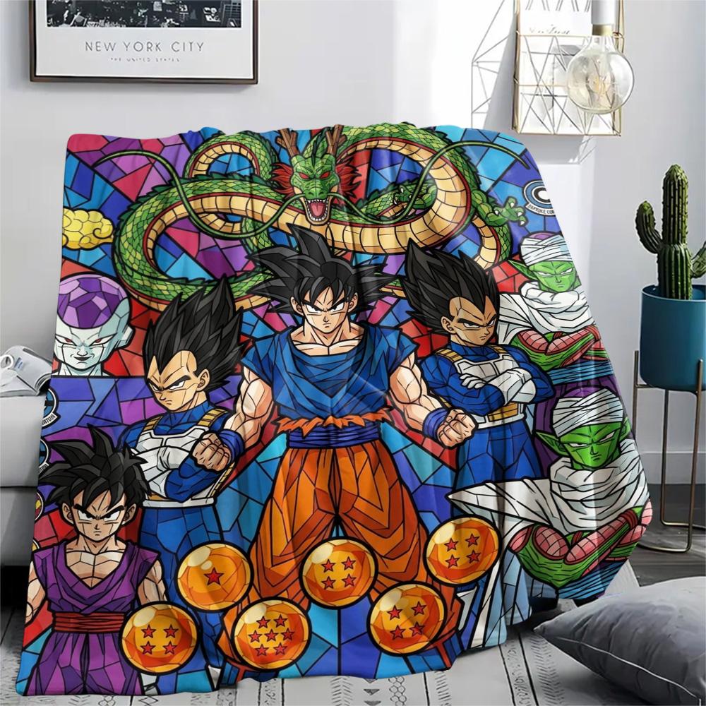 Dragon Ball Goku Warm Flannel Blanket Comfortable Print Pattern for Home Indoor Picnic Travel.-TING