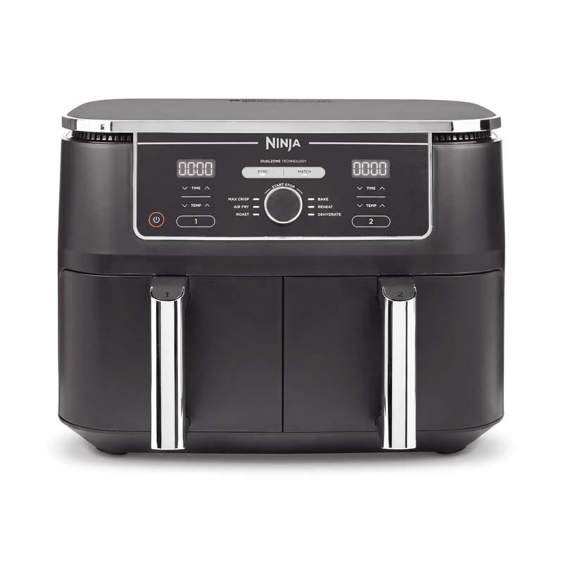 Ninja - Af400eu - Black Silver - Double Drawer Oil-Free Air Fryer 9.5L - 6 Programs