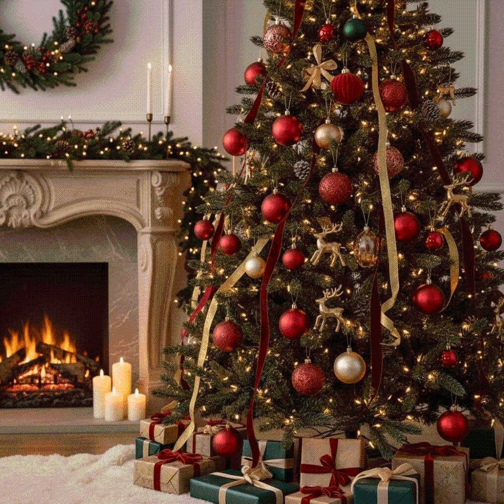 Spherical Flocked Baubles Electroplated Velvet Balls Xmas Decor Tree Pendants  Fireplace
