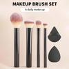 4 Stück/Set Damen Make-up Pinsel Set mit Puderschwamm Loses Puder Rouge Foundation Pinsel Synthetische Borsten Kosmetikpinsel Make-up Schwamm Set