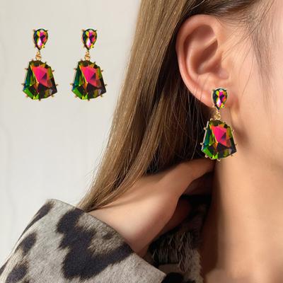 Yousheng 1 Pair Women Drop Earrings Irregular Shape Bohemian Style Polyhedral Prom Cocktail Party Dangle Earrings Ear Jewelry Hanging Earrings