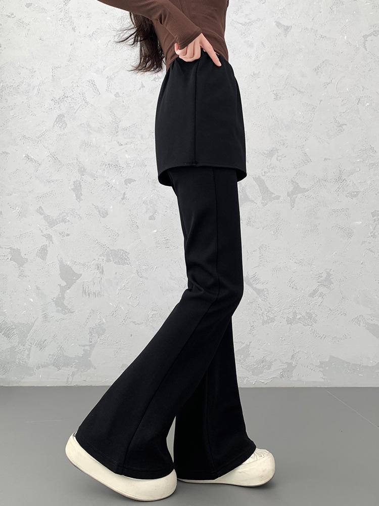 Women's High-Waisted Wide-Leg Flared Pants, Slimming Drapey Casual Look