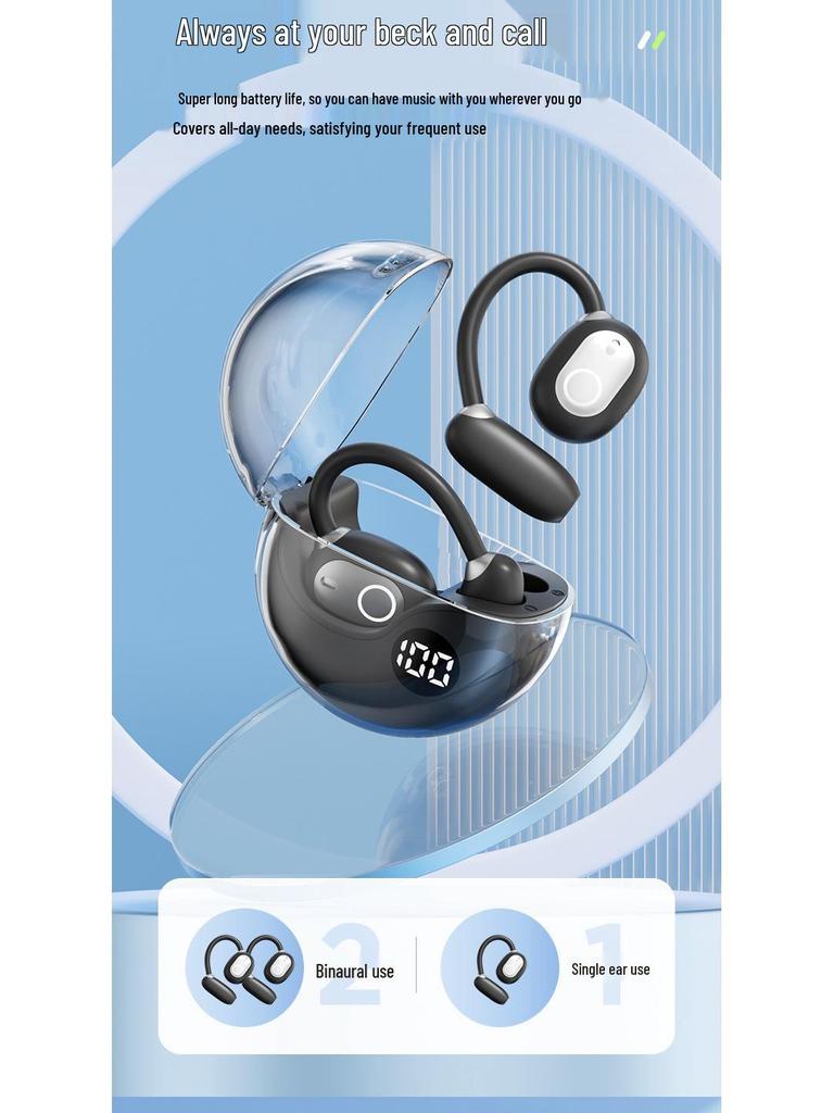 M80 True Wireless Bluetooth Earbuds - Ultra-Long Battery, Noise Cancelling, Sport Ear-Hook Design