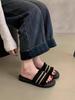 Thick-bottomed beautiful cool slippers women's summer wear 2025 new flat-bottomed fashion with skirts Beach one-word slippers