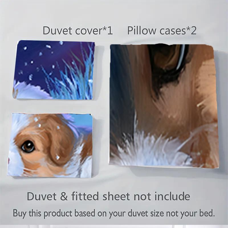 3Pcs Winter Puppies Snow Bedding Sets For All Sizes New 3D Printed Bed Cover Comforter Duvet Cover Pillowcase Bedroom Decoration