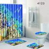 Undersea Landscape Bathroom Shower Curtain Floor Mat Toilet Cover Foot Pad Four-Piece Pattern Size Fixed Zhi