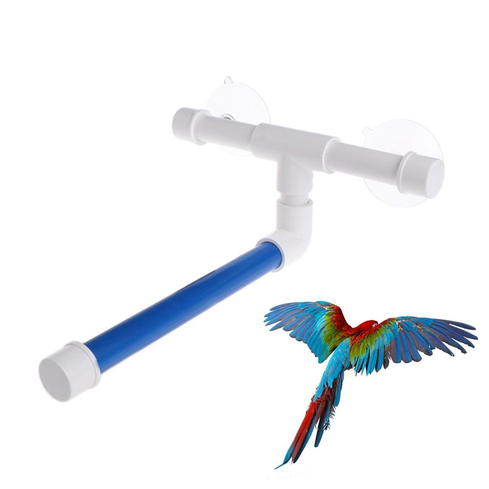 Tragbare Vogel Papagei Sitzstangen Saugfuß Duschsitzstange Ständer Fenster Dusche Bad Wand Krallen Schleifständer Spielzeug