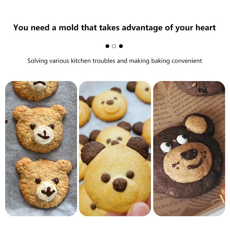 Momcbebe 6-in-1 Silicone Cake Mold, Bear Design, Green, 22.5x12.3cm Baking Pan