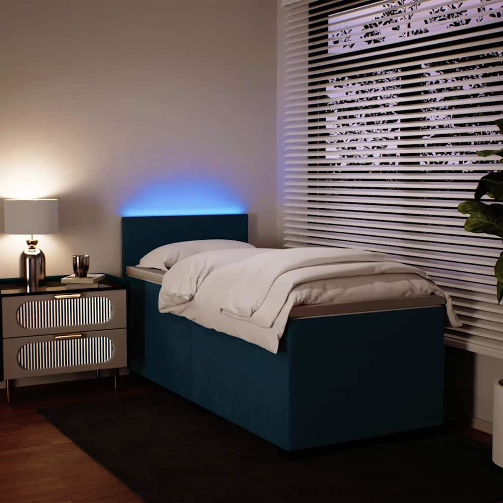 Box Spring Bed with Mattress Blue 100x200 cm Velvet