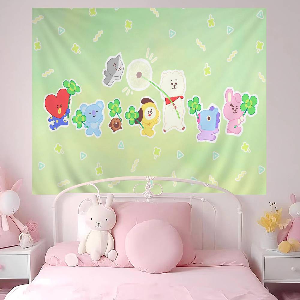 BBt21 Group cartoon anime Anime Tapestry Hippie Flower Wall Carpets Dorm Decor Wall Hanging Home Decor