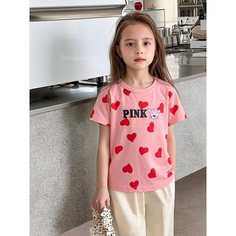 Children's Pure Cotton Printed Short-Sleeved T-Shirt 2026 Summer New Style Kidsren's Clothing Korean Style Girls Cartoon Tops Baby Clothes