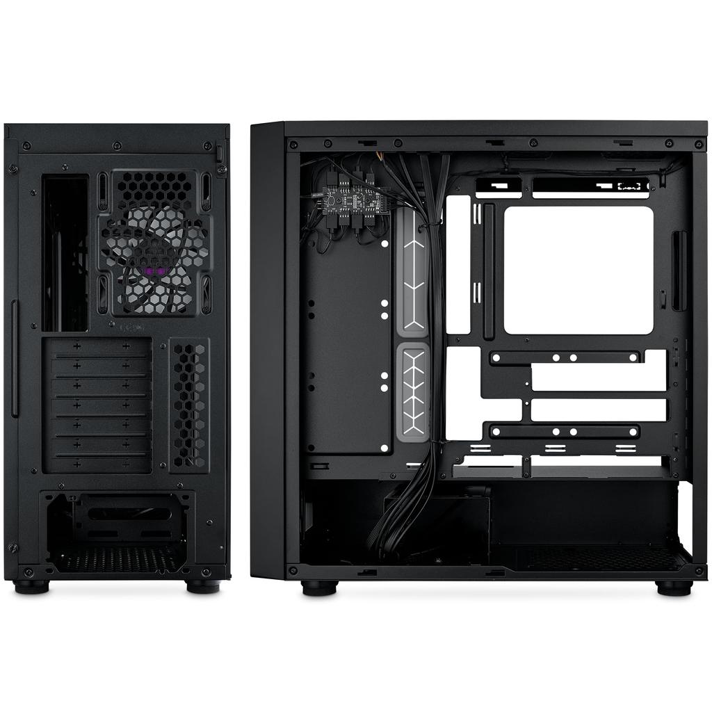 Cooler Master MasterBox 600 Back Wiring Radiator Compatible with 4 ARGB Fans Mid Tower ATX PC Case Black CS9003 Motherboard/420mm MB600-KGNN-S00
