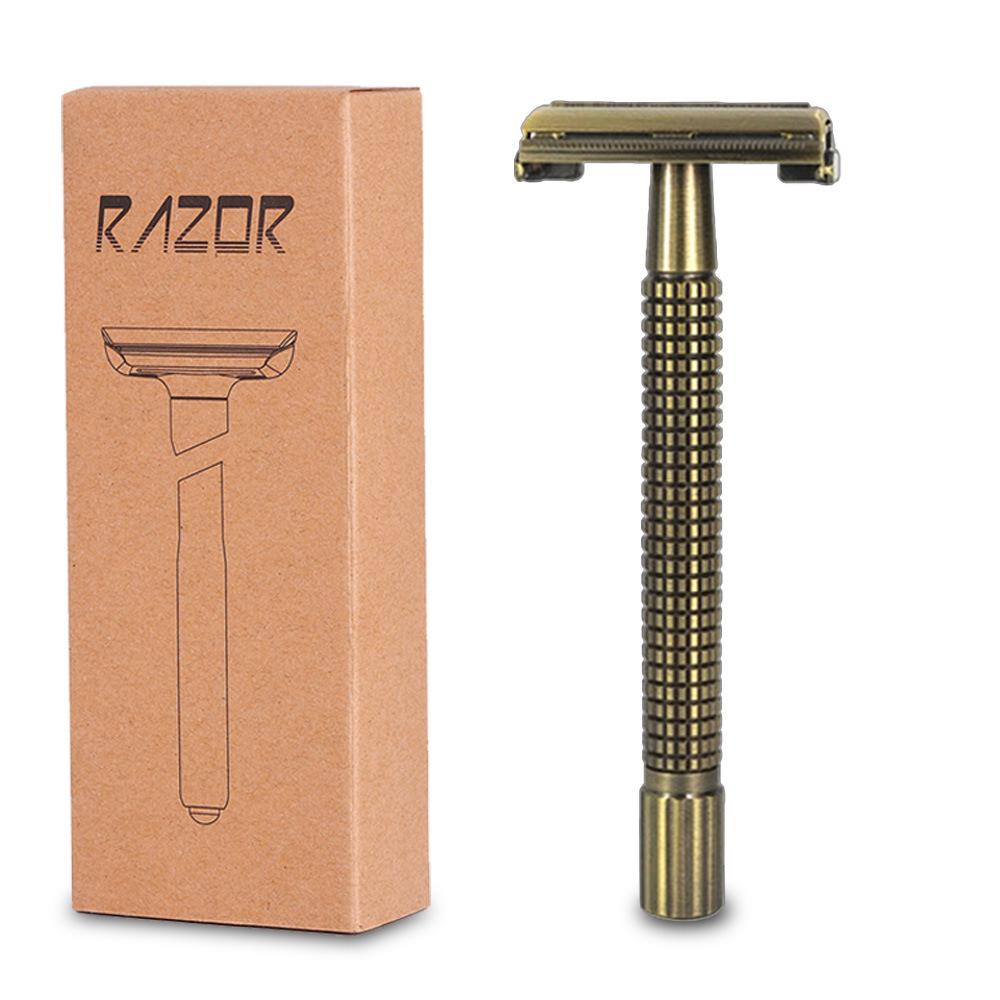 Classic Brass Double-Sided Safety Razor with Twist-Off Head