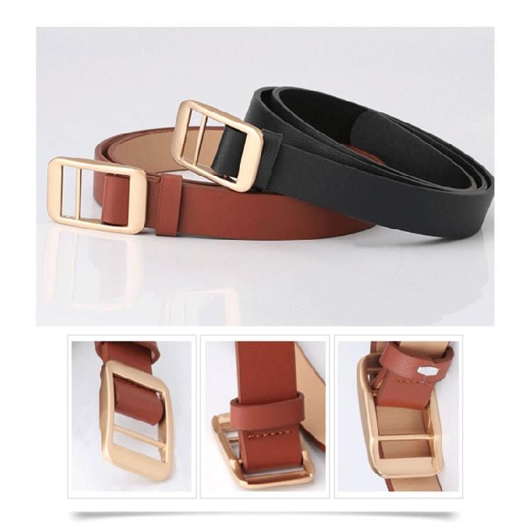 Thin Golden Buckles Waist Belt Flexible Synthetic Leather Strap For Coats And Trousers