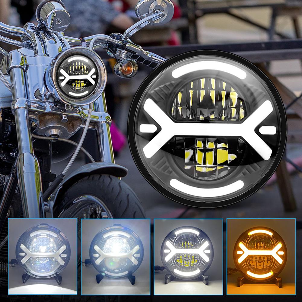 5.75 Inch Round LED Motorcycle Headlights 200W 20000LM High Brightness 6000K/3000K Hi/Low Beam Front Headlamp IP67 Waterproof