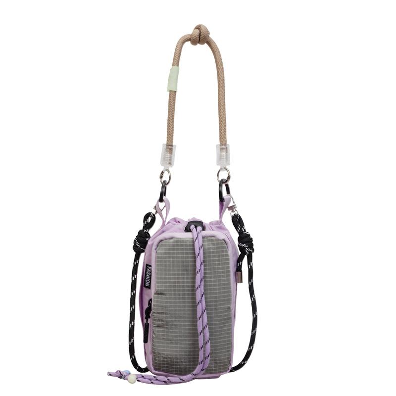 Single-shoulder Crossbody Bag with Contrasting Straps for Water Bottle and Umbrella, Fashionable Dopamine Mobile Phone Bag