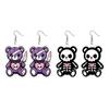 Lightweight Acrylic Earrings 1 Pair Halloween Dangle for Women, 2D Cute Edgy Dark Aesthetic Jewelry Skeleton Bear Earrings, Funny Party Holiday