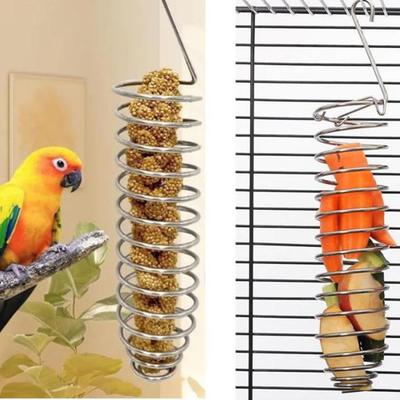 Support Nourriture Oiseaux Acier Inoxydable Perroquet Légume Fruit Mangeoire Oiseaux Friandise Panier Suspendu Jouet Fourrage Perroquet