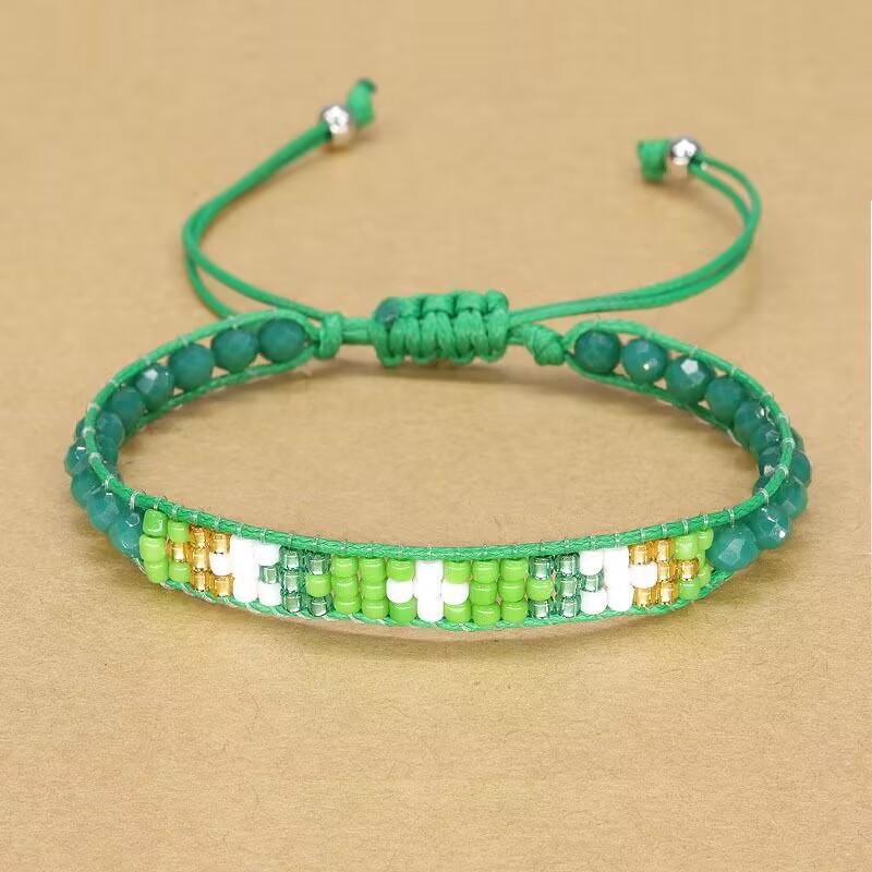 Handmade Woven Bracelets Boho Multicolored faceted Glass Beads Woven Bracelet Women Men Boho Handmade Chic Jewelry