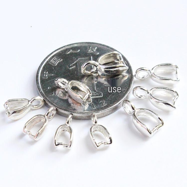 

S925 Sterling Silver White Gold-Plated Melon Seed Clasp Necklace Pendant Clip Small