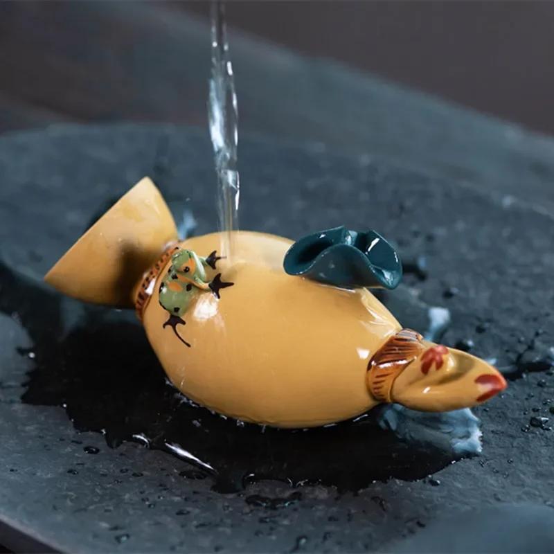 Yixing Purple Clay Tea Pet Handmade Sculpture Ornaments Lotus Root Model Tea Figurine Art Chinese Tea Set Decors Accessories