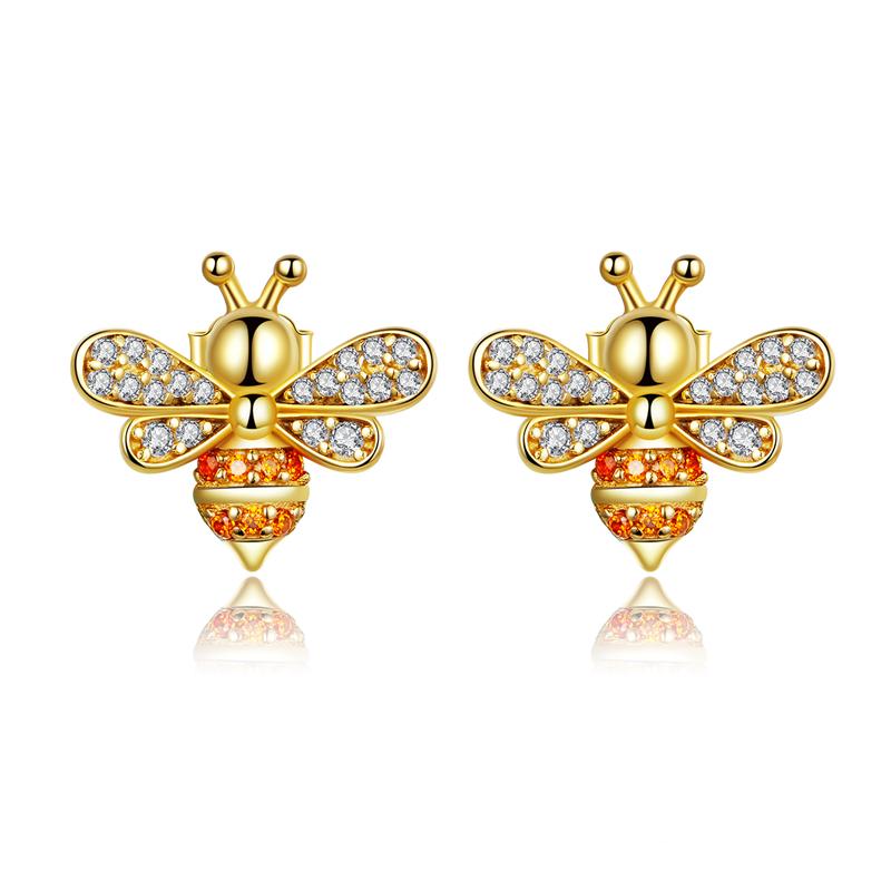 WOSTU 100% 925 Sterling Silver Animals Sea Bee Flamingo Unicorn Opal Stud Earrings For Women Wedding Fashion Anniversary Jewelry