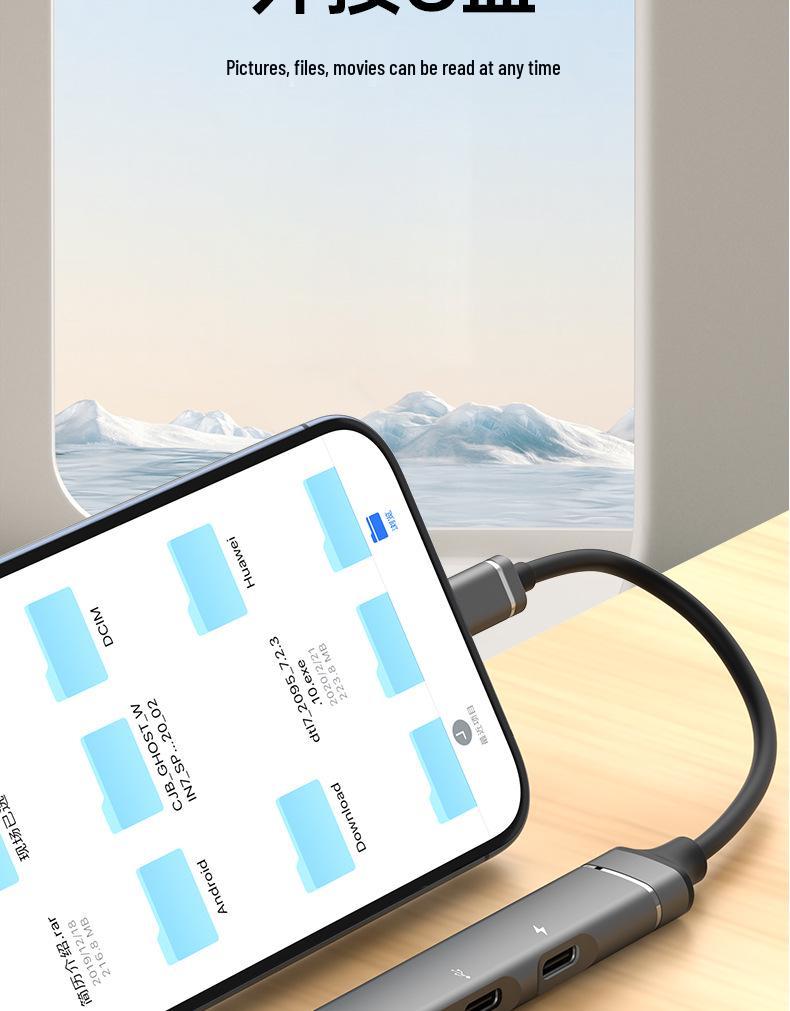 Type-C Multi-Function Expansion Dock: USB 3.0 Hub for Mouse, Keyboard, U Disk, and OTG Conversion.