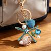 Porte-clés Pendentif Style Océan Étoile de Mer Coquillage Porte-clés avec Strass Perles Imitation Sacs Sacs à Dos Accessoire Décoratif