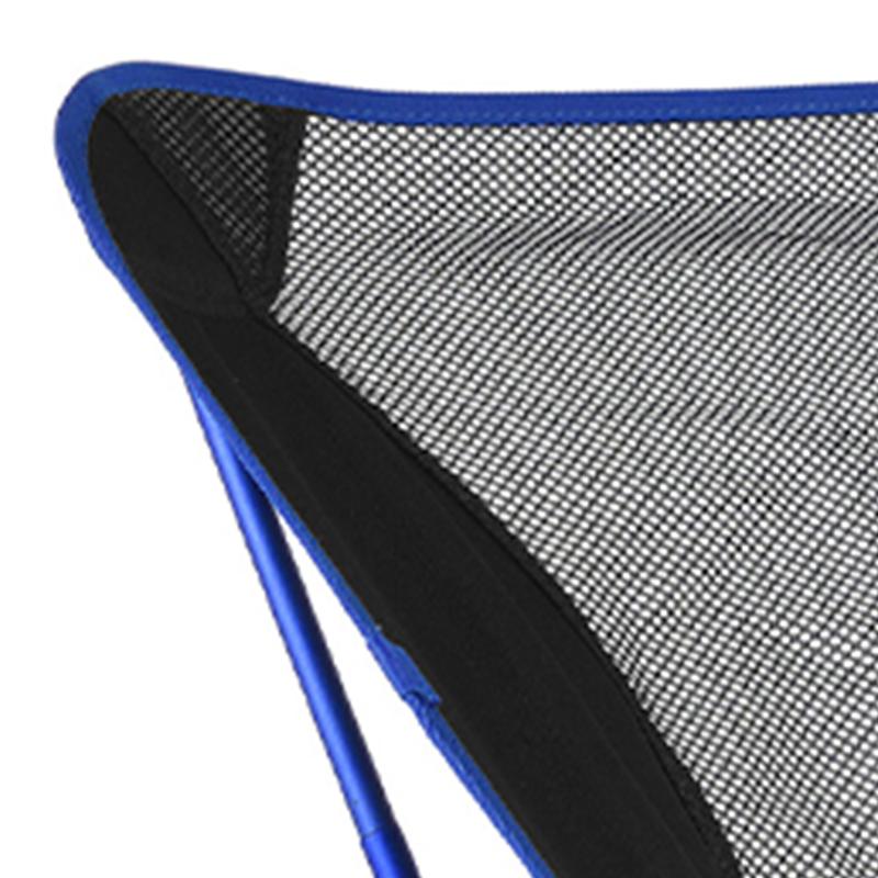 Outdoor Folding Beach Chair Portable Mesh Back Aluminum Alloy Rack Camping Chair for Fishing Dark Blue