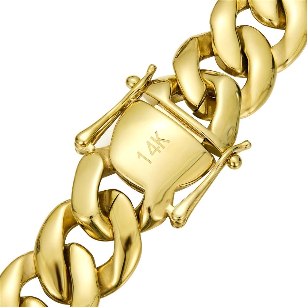 21mm Heavy Thick Stainless Steel Cuban Link Bracelet 14K PVD Gold Plated High Polished Hip Hop Jewelry for Men