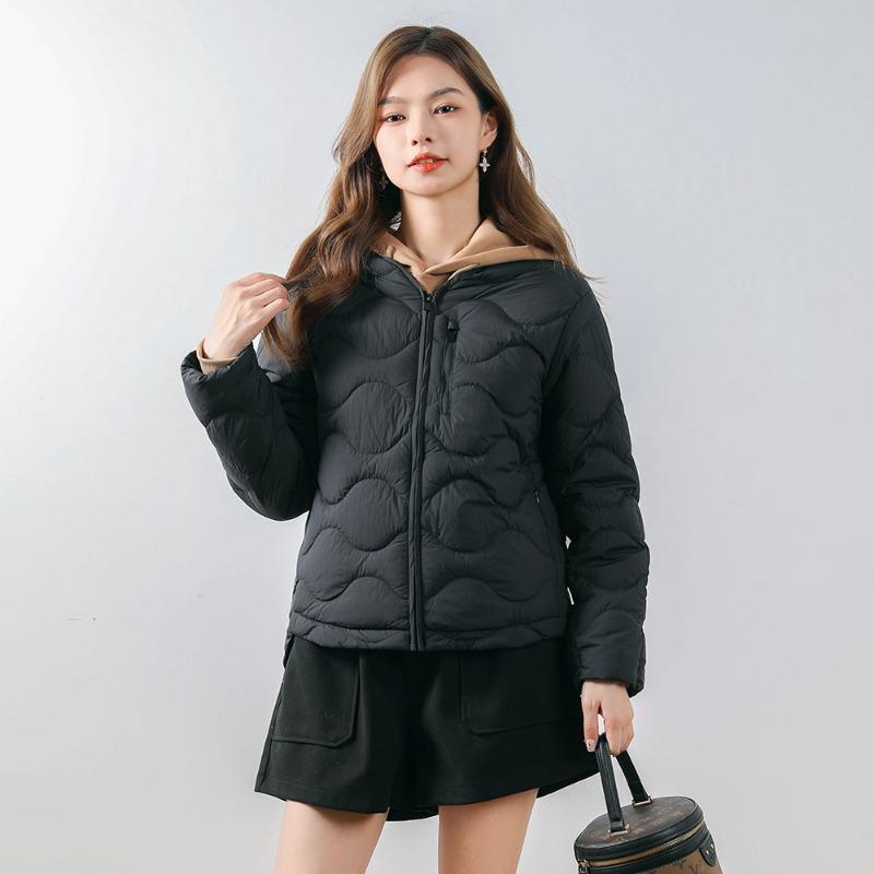 Feather 90 white duck down new national standard slim V-neck solid color simple round neck warm down jacket women's jacket