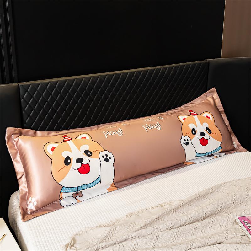 120/150/180cm Long Summer Cool Feeling Couple Pillowcase Long Double Lovers Pillow Case Ice Silk Satin Fabric Pillow Cover
