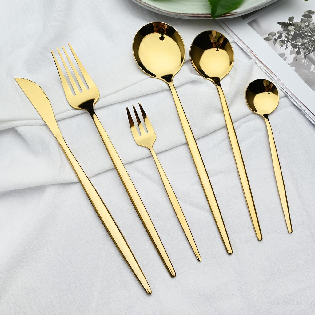 New 36Pcs Mint Gold Cutlery Set Western Silverware Stainless Steel Dinnerware Knife Fork Spoon Tableware Flatware Kitchen Wedding Accessories