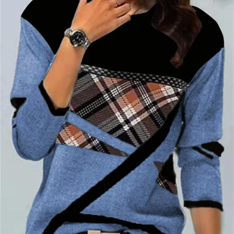 Dámská trička Trička s 3D geometrickým kontrastním potiskem Dámské Volný Dlouhý rukáv Elegantní Harajuku trička s výstřihem do O Dáma Podzim Zima