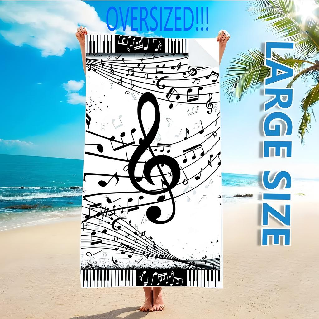 Music-Themed Beach Towel: Ideal for Beach & Music Lovers Suitable for towels, bath towels, beach towels