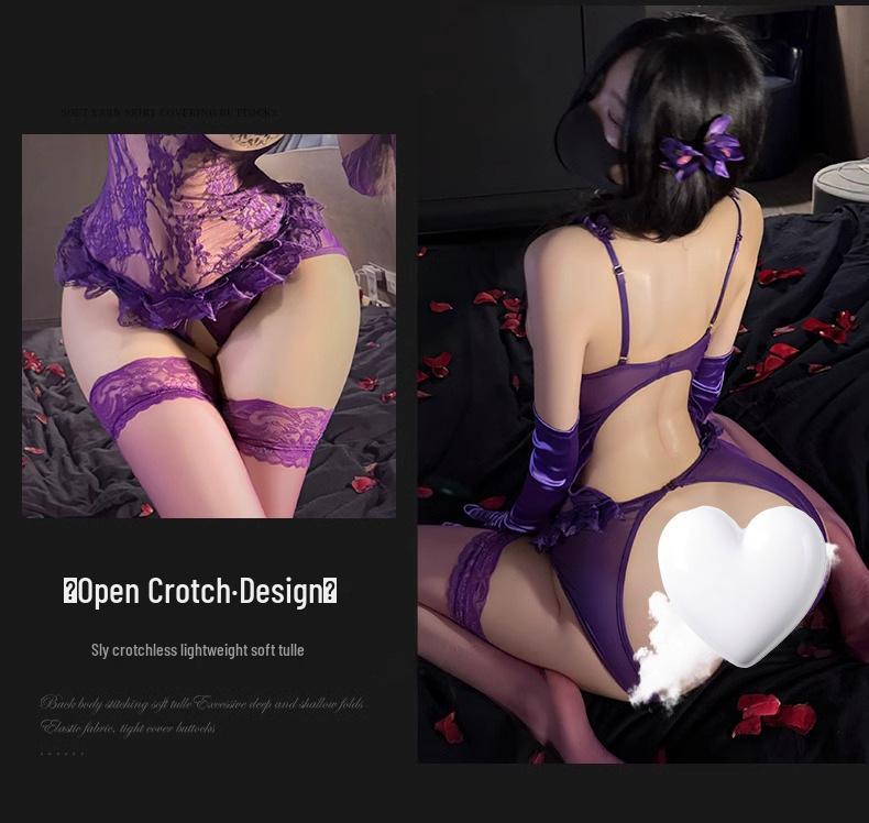 Plus Size Open Crotch Bodysuit Pajamas - Removable, Sexy Couple's Lingerie