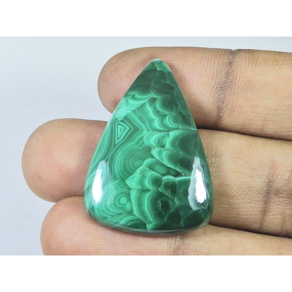 24X35X5MM Natural Malachite Flower Design Pear Cabochon Loose Gemstone 55Cts D-472