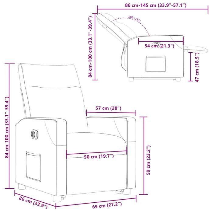 VidaXL Fauteuil inclinable électrique gris clair tissu 3324022