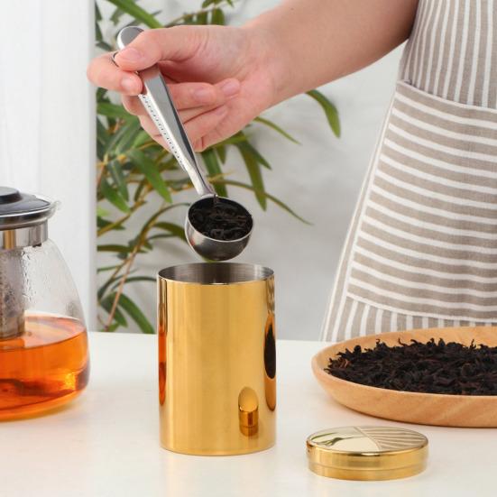 Barattolo Contenitore 200ML Coperchio Sigillato Conservazione Freschezza Cilindrico Vuoto Acciaio Inossidabile Scatola Porta Tè in Foglie per Dispensa