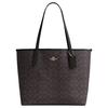 City Coated Canvas Shoulder Bag Large Women's Black & Brown CV976-IMXAQ